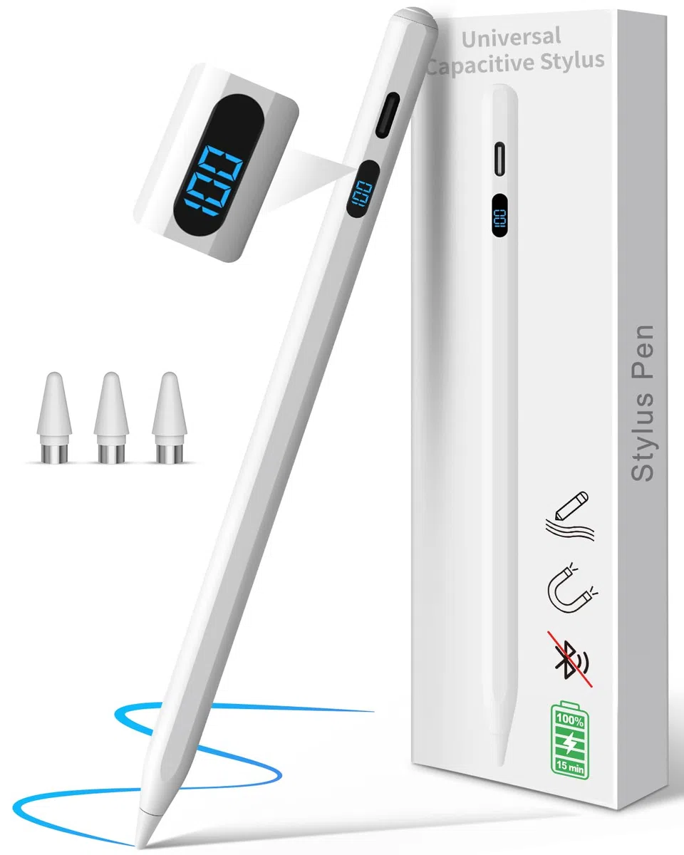MEKO Lápiz iPad con Pantalla LED de Nivel de Batería, Lápiz Universal para iPad y Samsung/Huawei/Lenovo/Xiaomi, Lápiz Táctil Magnético para iPhone, Android y Dispositivos con Sistema Harmony OS