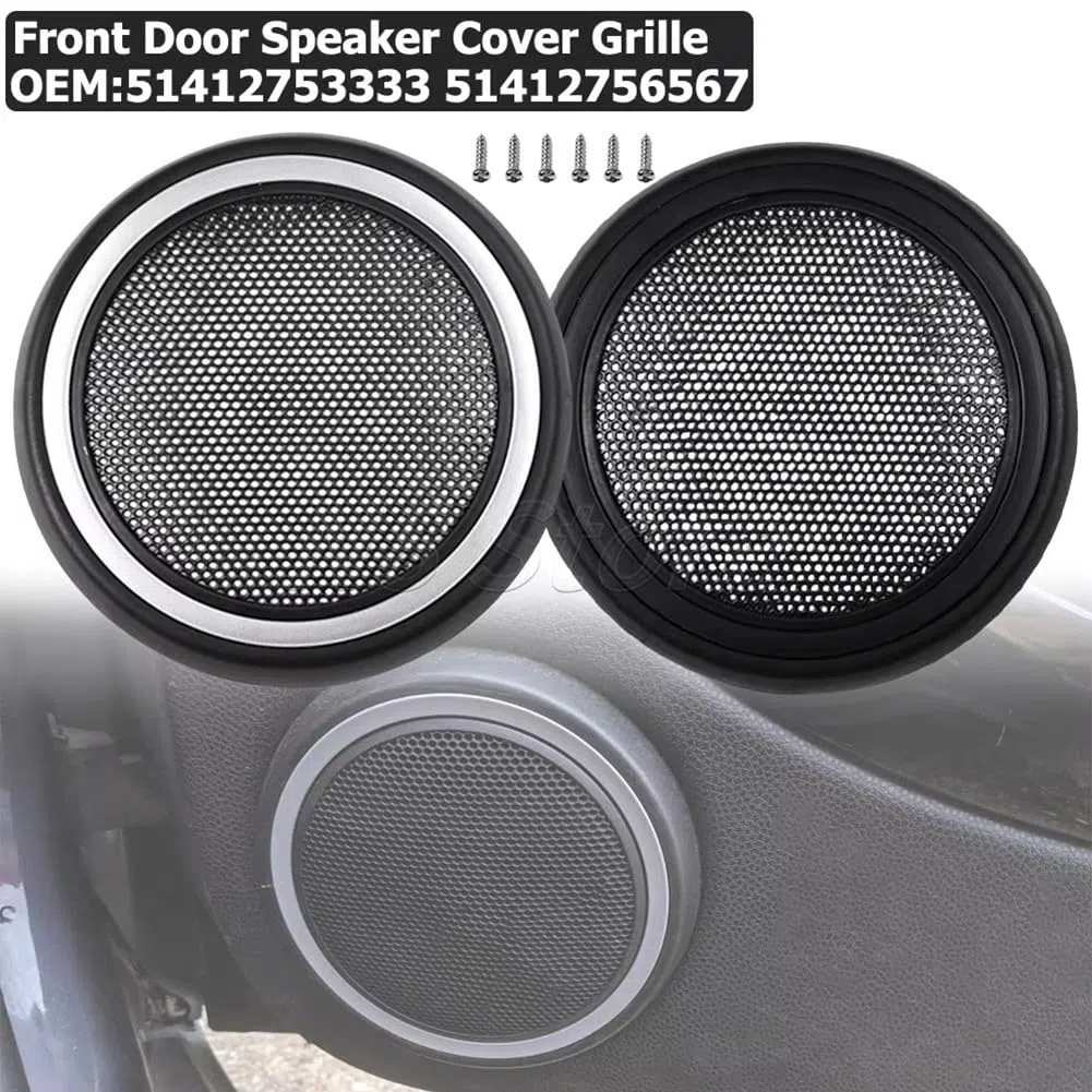 Oceanlend Cubierta para altavoz de puerta delantera de coche, para MINI CLUBMAN R55 para MINI Cooper R56 modelos de 2007 a 2015, 51412753333 51412756567 (galvanizada)