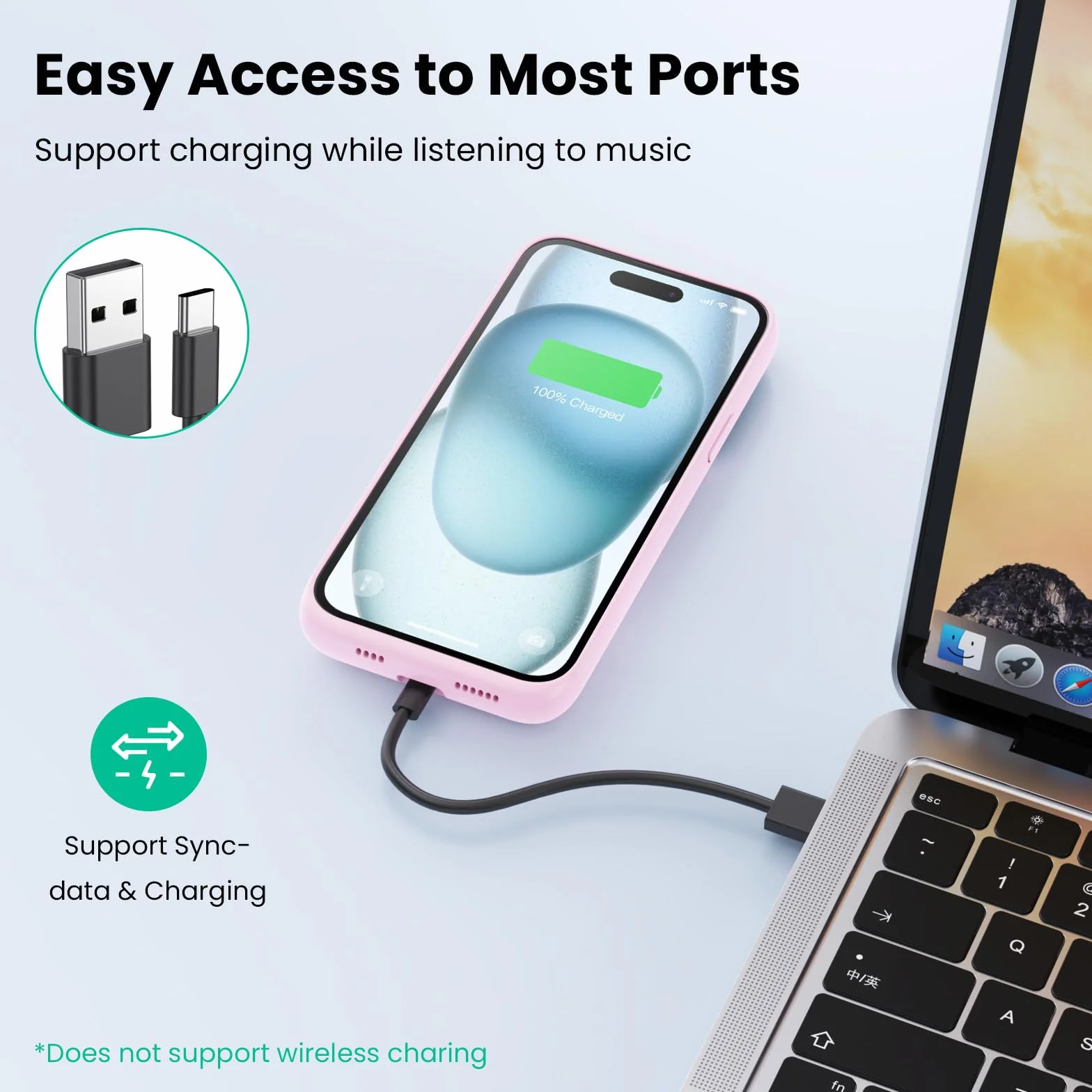 Feob Funda Batería para iPhone 15 Pro MAX,【15W Carga Rápida & Potente】 8600mAh Funda Cargador Portatil Carcasa Batería Recargable Ultra Capacidad Batería Externa para iPhone 15 Pro MAX [6,7"] - Rosa