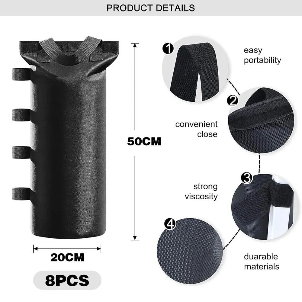 Pesos para Carpas,8 Piezas Bolsa Arena Contrapeso,800D Tejido Oxford,Saco Arena Peso Sombrilla,Saco Arena Reutilizable,para Cenadores,De Exterior,De Habitaciones(50x20CM)