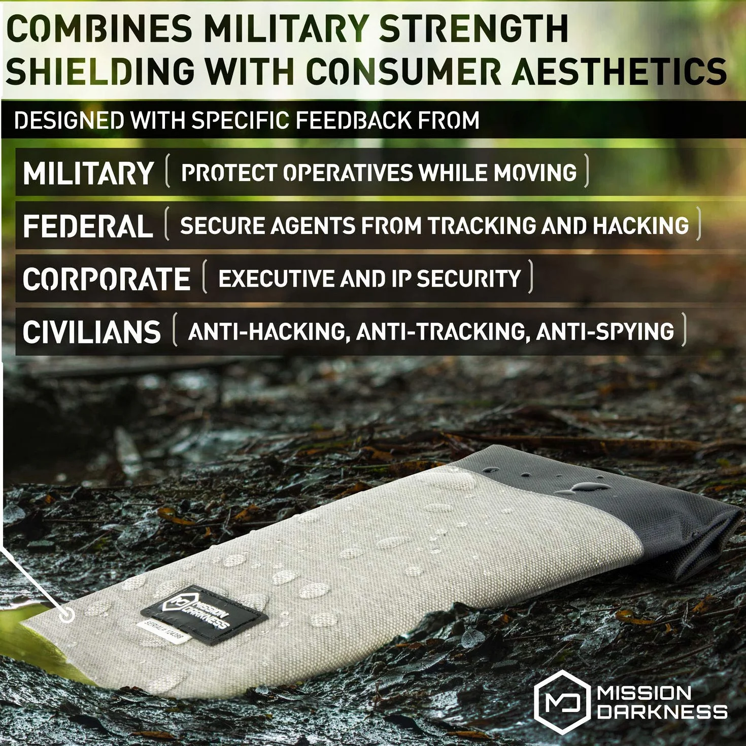 Mission Darkness Dry Shield Faraday Phone Sleeve // Slim Waterproof Dry Bag for Cell Phones + RF Shielding Liner // Signal Blocking, Anti-tracking, EMP Shield, Data Privacy, Electronic Device Security
