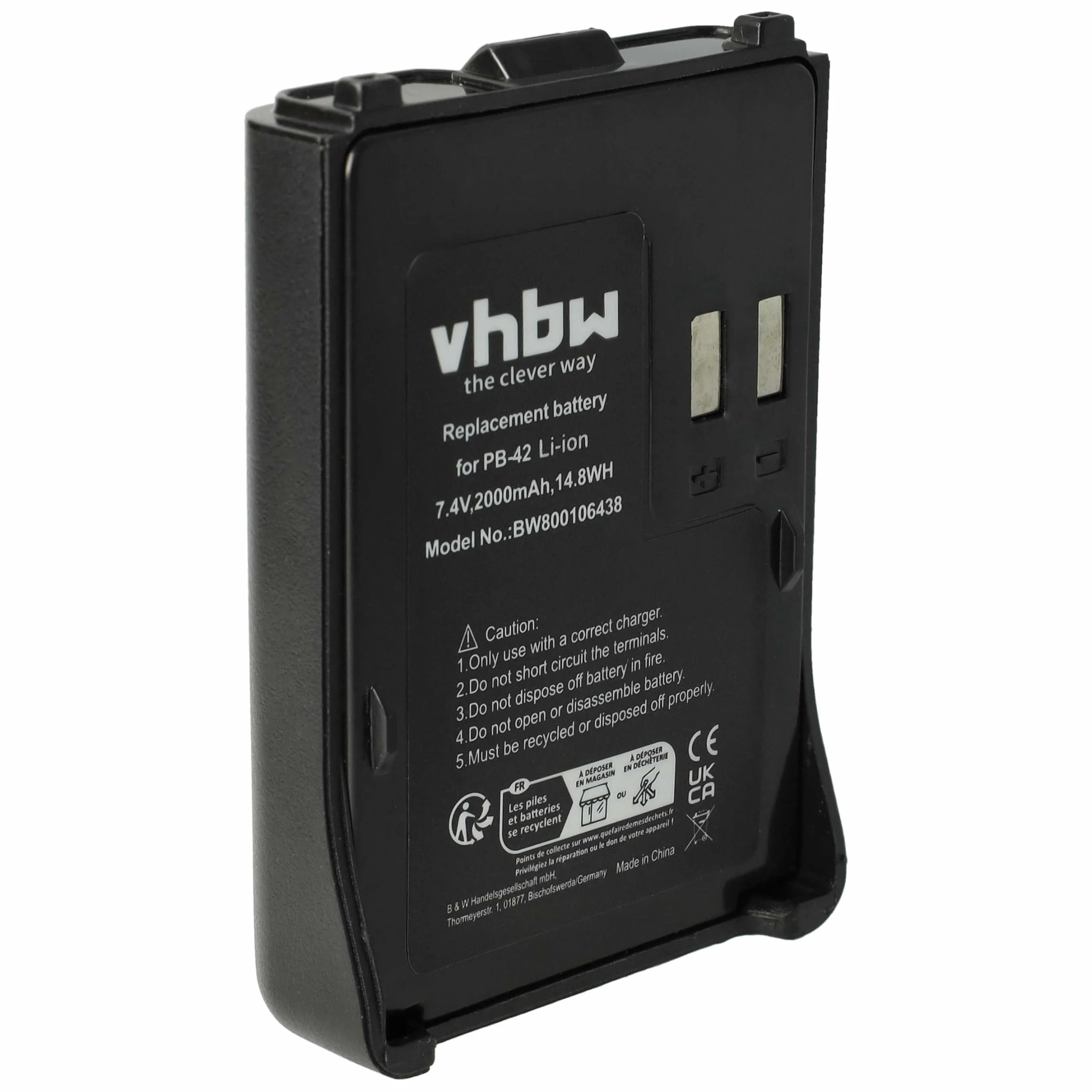 vhbw Batería Recargable Compatible con Kenwood TH-F6, TH-F6A, TH-F6E, TH-F7, TH-F7A, TH-F7E, TH-FTE Radio (2000 mAh, 7,4 V, Li-Ion)