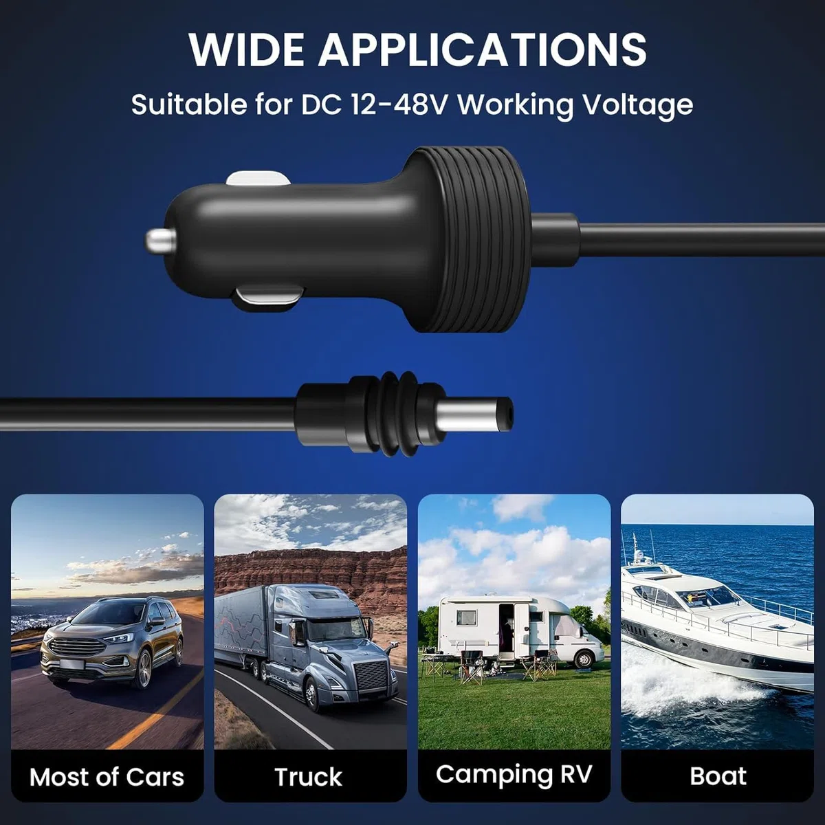 Starlink - Cable mini de 12 V – 12 – 48 V para encendedor de cigarrillos de coche a cable de alimentación CC adaptador de cable de carga para mini coche Star Link, caravanas, camiones y barcos