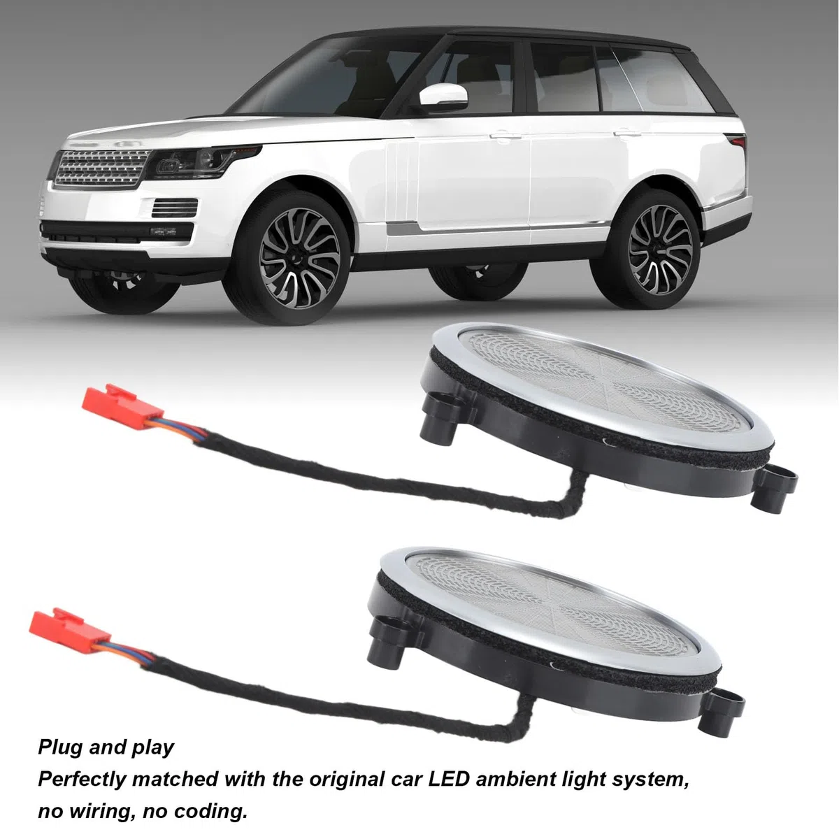 Cubierta de Altavoz de Puerta de Coche, KIMISS Cubierta de Altavoz de Audio de Coche Cubierta de Altavoz de Luz Ambiental de Puerta de Cromo Mate para Range Rover Sport L494 2014