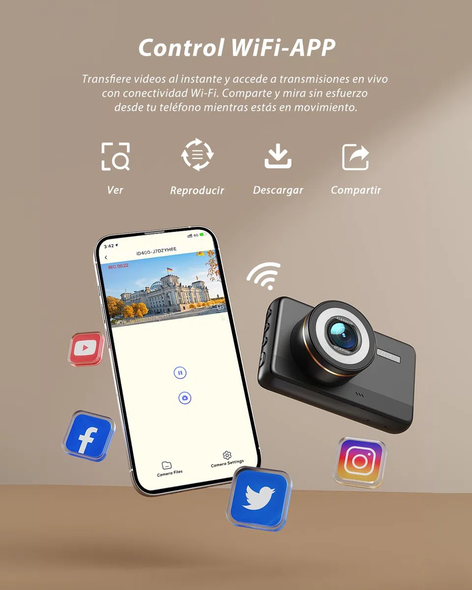 iZEEKER Dashcam 4K, WiFi Cámara de Salpicadero 2160P para Coches, Dash CAM Coche con App, Visión Nocturna, WDR, Grabación en Bucle, Monitor de Aparcamiento, Sensor G, Tarjeta MicroSD de 32 GB