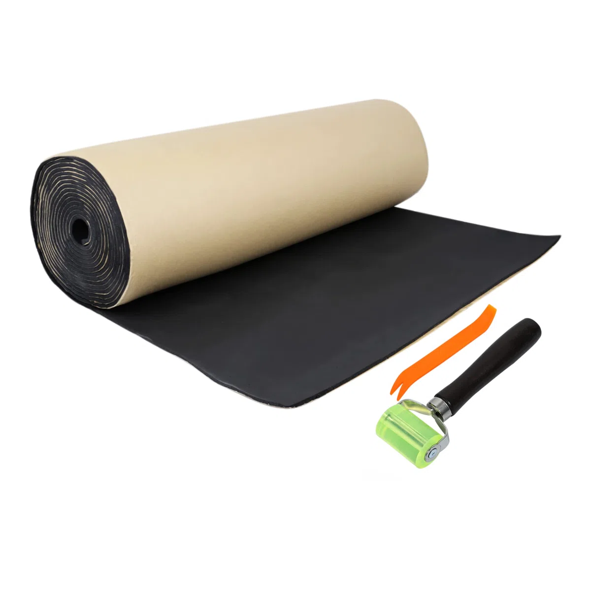 sourcing map 1 Juego Auto Sonido Aislamiento Alfombrilla Aislante Térmico Acústico Insonorización 5mm con Instalador Herramienta 24"x40"