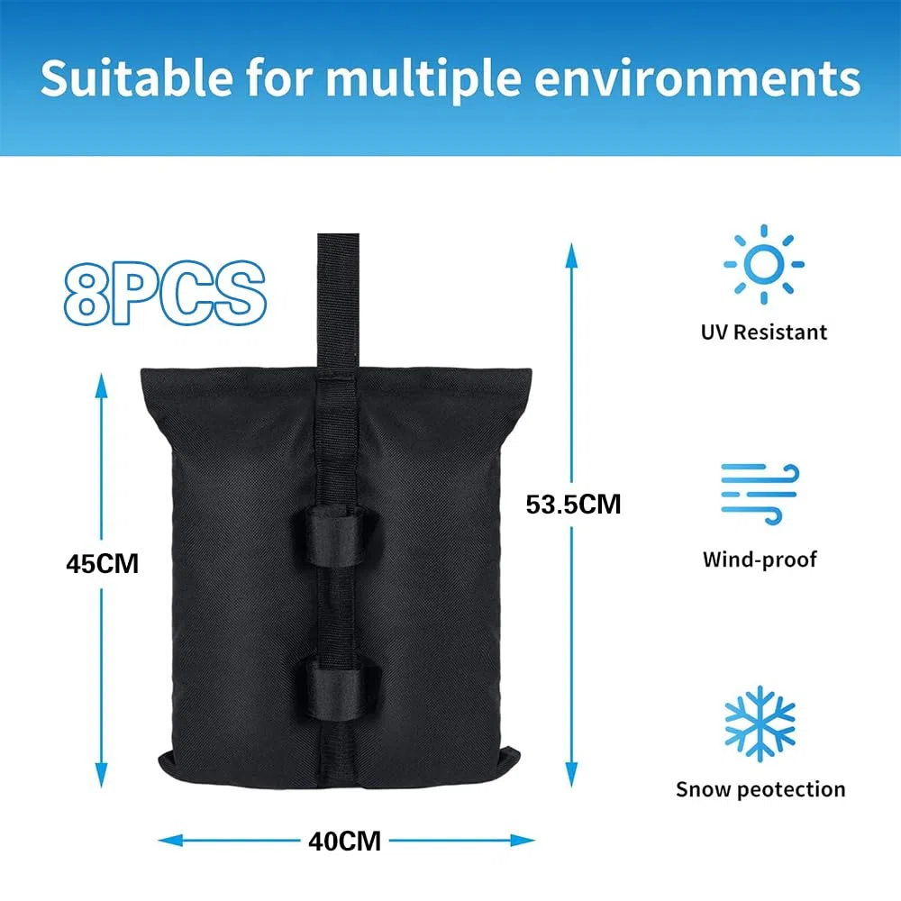 Bolsa Arena Contrapeso,8 Piezas Pesos para Carpas,800D Tejido Oxford Saco Arena,Diseño de Doble Bolsillo,Resistente a Los Rayos UV, Al Viento,A la Lluvia y a la Nieve,para Uso en Rxteriores(40x45cm)