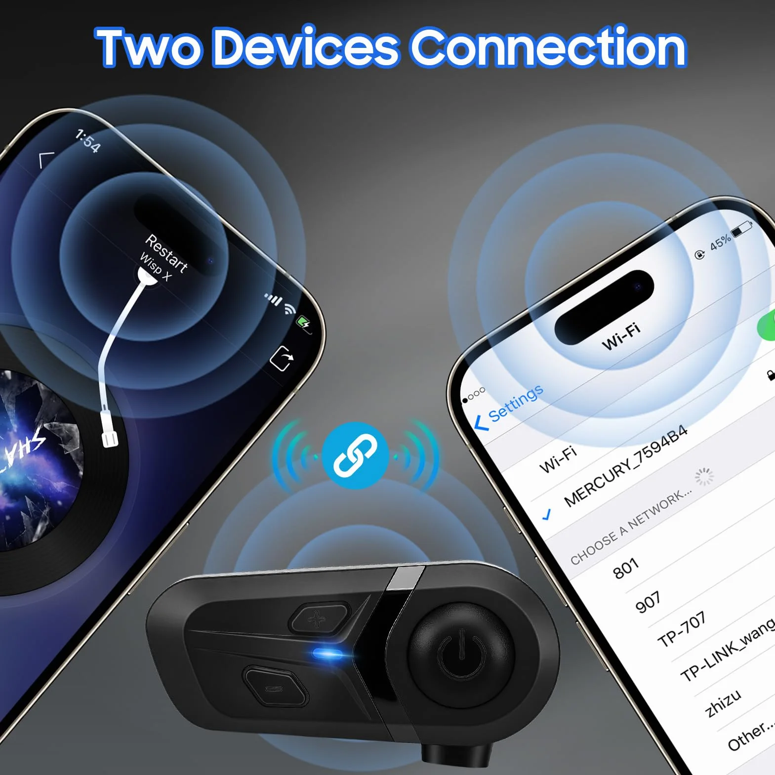 Yosoo Health Gear Intercomunicador de Motocicleta Casco Auricular Bluetooth con Cancelación de Ruido, Auriculares con Asistente de Voz, Respuesta Automática, Llamada, Control de Música, GPS