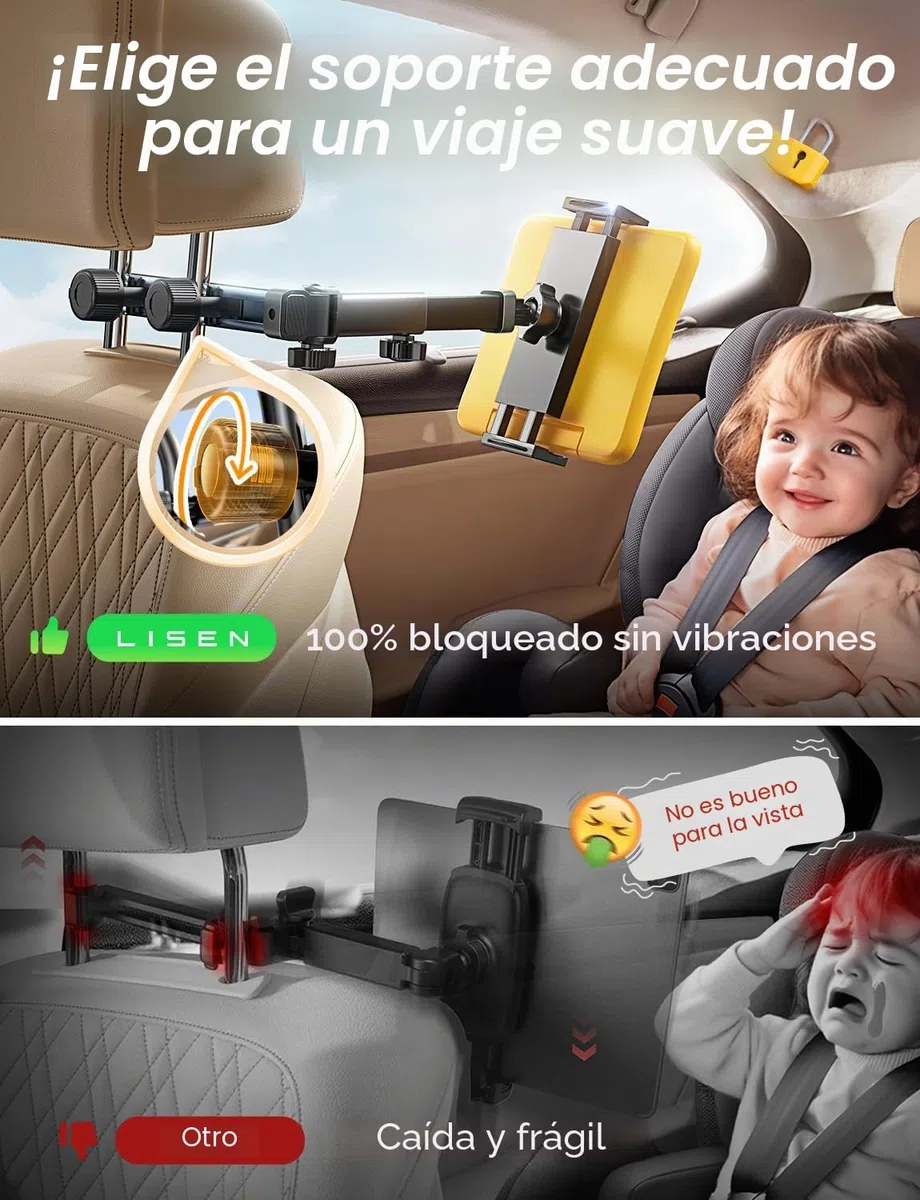 LISEN Soporte para iPad Tablet Centro de coche, soporte universal para teléfono móvil, organizador de coche, accesorios para el interior del coche, extensible, accesorios de viaje para iPad Air