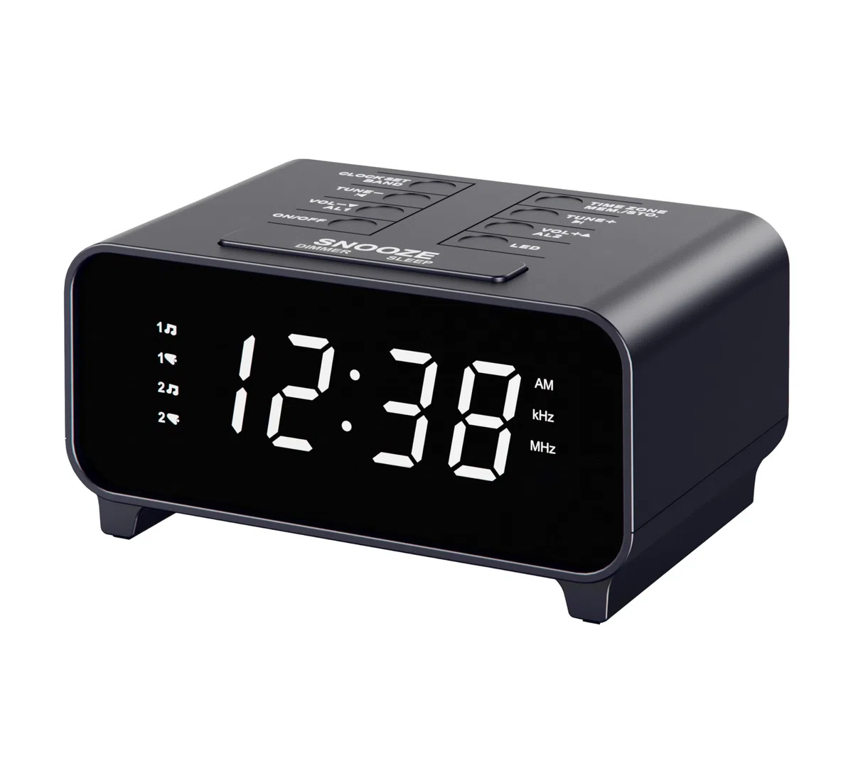 iTOMA Reloj despertador con radio AM/FM, función de alarma dual, función de repetición, ubicaciones de memoria, atenuador, pantalla de 12/24 horas, reloj digital (213, pequeño (213R, pequeño)