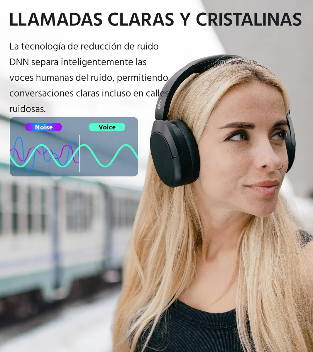 Edifier W830NB - Auriculares inalámbricos con -45 dB ANC, batería de 94 Horas, Sonido LDAC Hi-Res, Audio Espacial, Carga rápida, Bluetooth V5.4, Color Negro