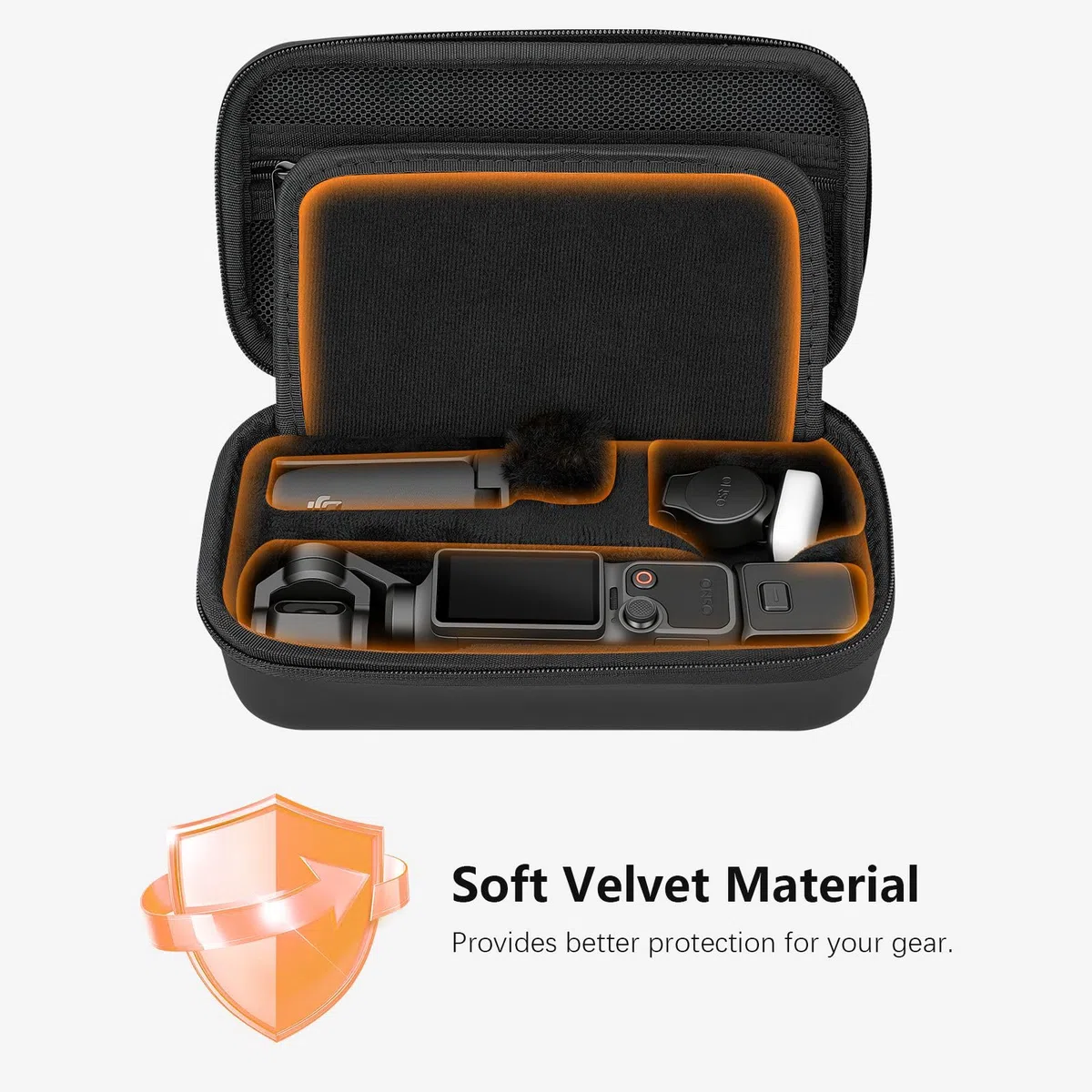 AMAZEAR Funda para dji Osmo Pocket 4, Osmo Pocket 4 Accesorios – Bolsa de Transporte compacta con Correa de muñeca y mosquetón, Estuche Protector para Accesorios, Almacenamiento y protección, Negro