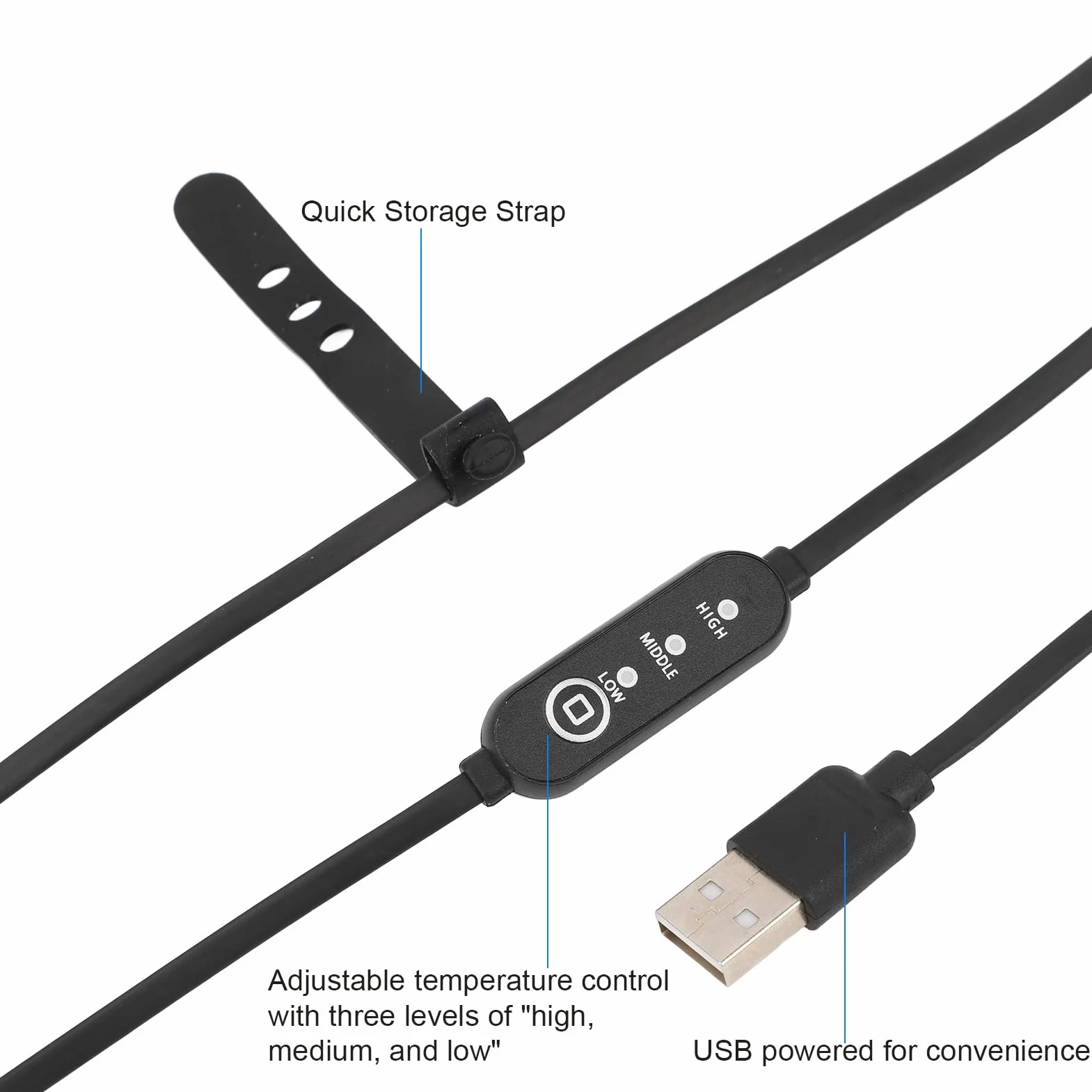 Calentador de Rocío de Lente USB, Tira Calentadora de Lente de Grafeno Calentador de Lente USB 3 Temperaturas Ajustables para Telescopios con Cámara (425mm)
