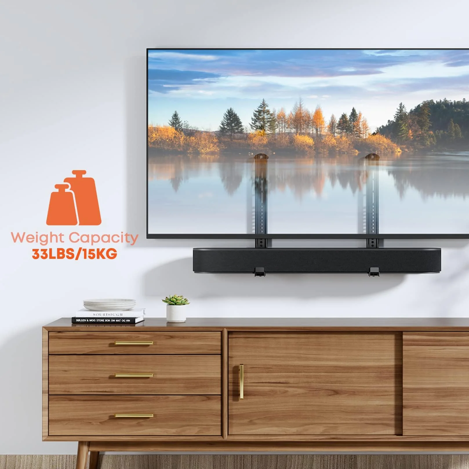 Soporte Universal de Barra de Sonido - Instalar en TV, Pared o Soporte Antideslizante - Para Barras de Sonido Menos de 15kg