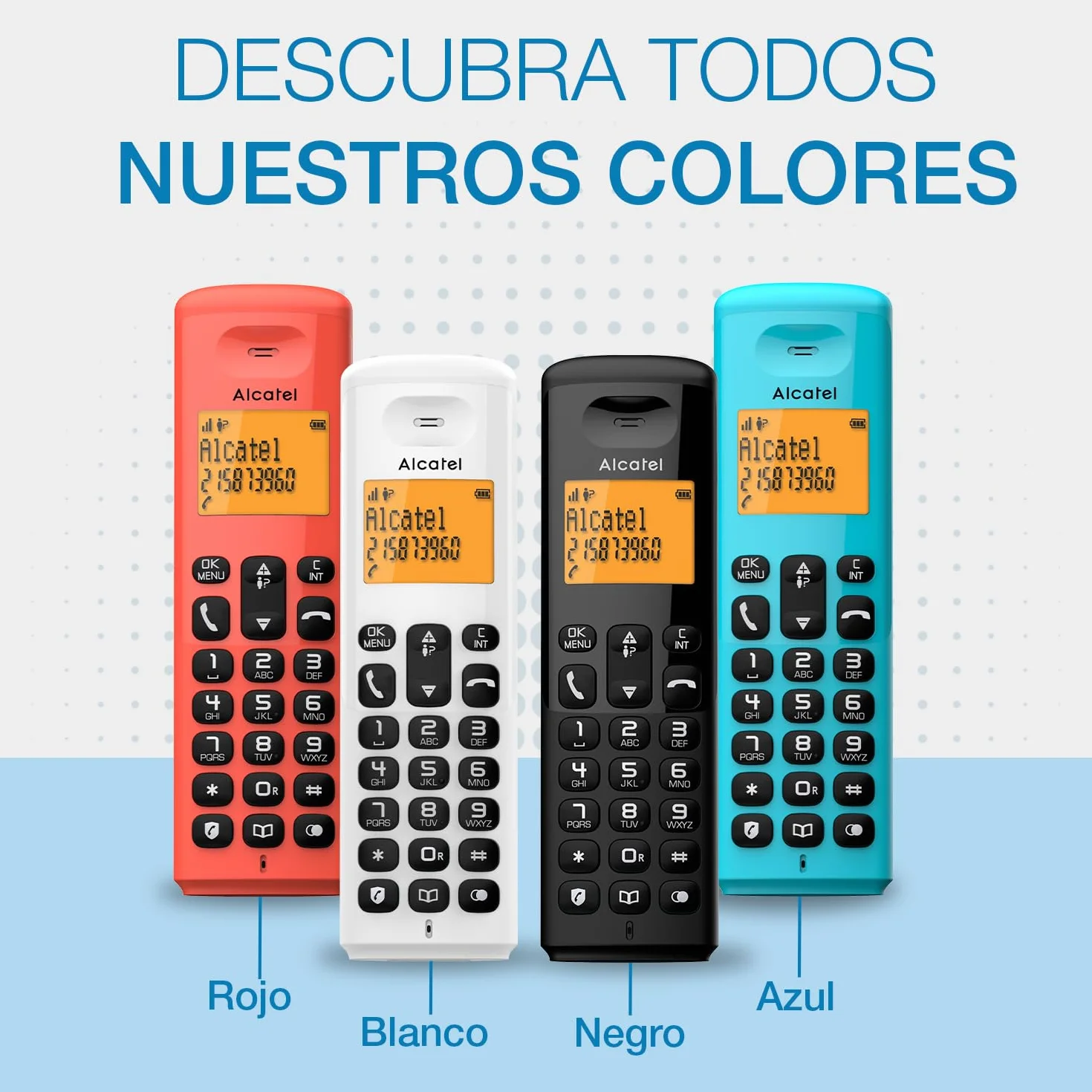 ALCATEL E160 Dúo - Teléfono Inalámbrico DECT - Diseño Compacto - Gran Pantalla Retroiluminada - Bloqueo de Llamadas No Deseadas - 3 Memorias Directas - 2 terminales - Negro