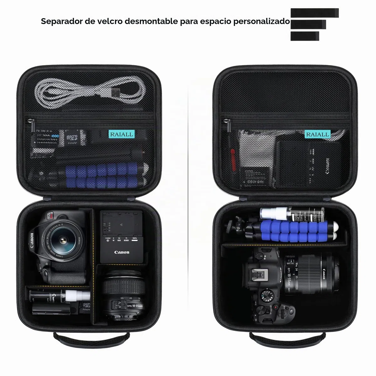 RAIALL Funda para cámara Canon EOS 2000D/4000D DSLR/R50/R50V/R100/250D/R10/R6 Mark II/R8/R5/ Nikon D7500/ para cámara DSLR Sony, Funda rígida de Transporte, Bolsa Protectora de Viaje, Negro.