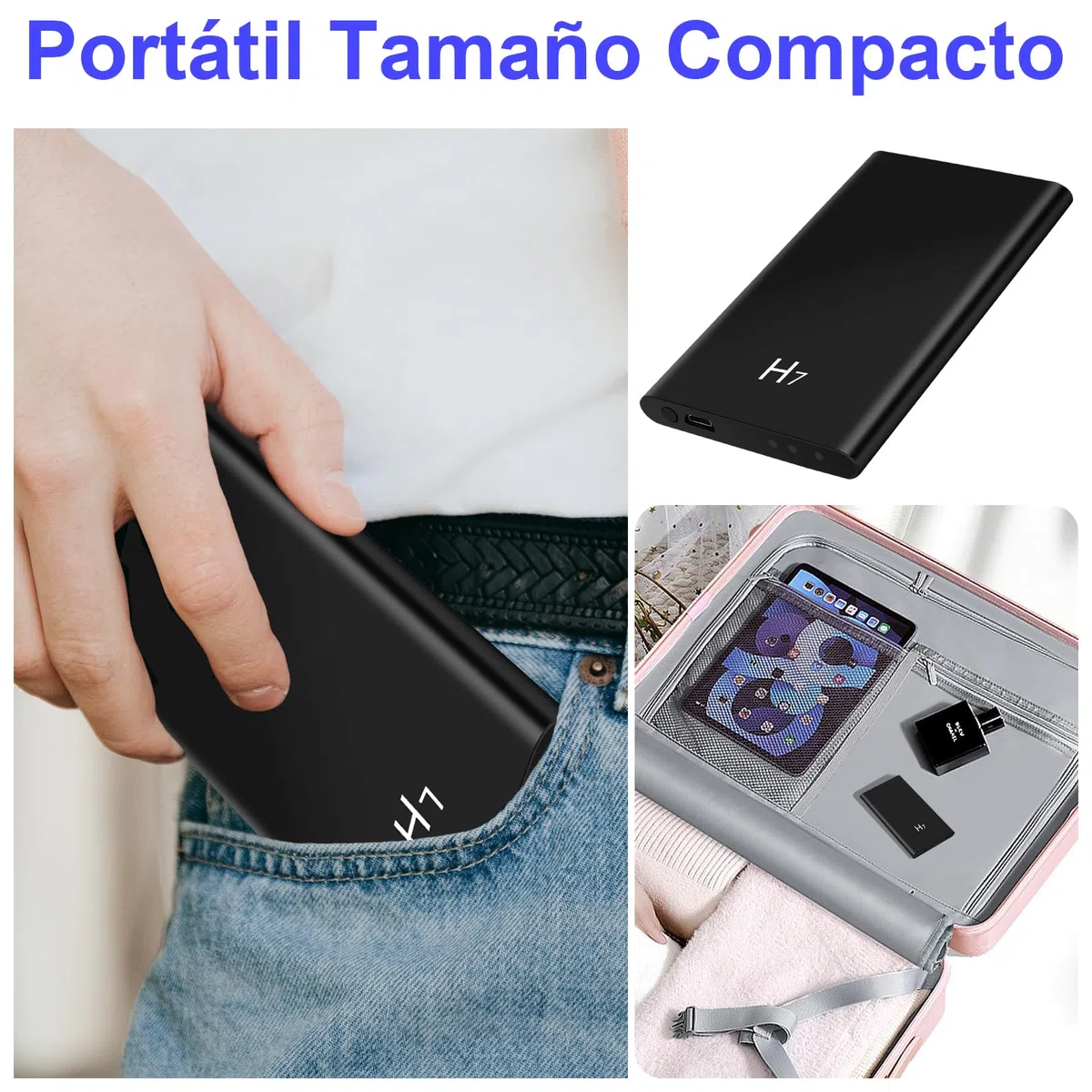 Cámara Oculta Powerbank Mini Cámara Espía HD 1080P, 5000mAh Power Bank Espía Cámara Oculta Apoyo Tomar Foto/Vídeo, Visión Nocturna y Grabación en Bucle, Incluye 3 en 1 Cable USB