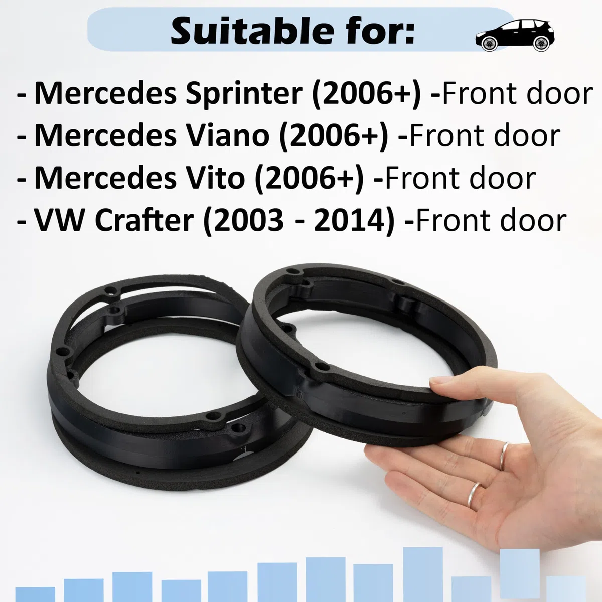 AERZETIX - Kit de 2 adaptadores/Soportes para Altavoces Ø165mm | Puertas Delanteras | Compatible con Mercedes Sprinter Viano Vito VW Crafter