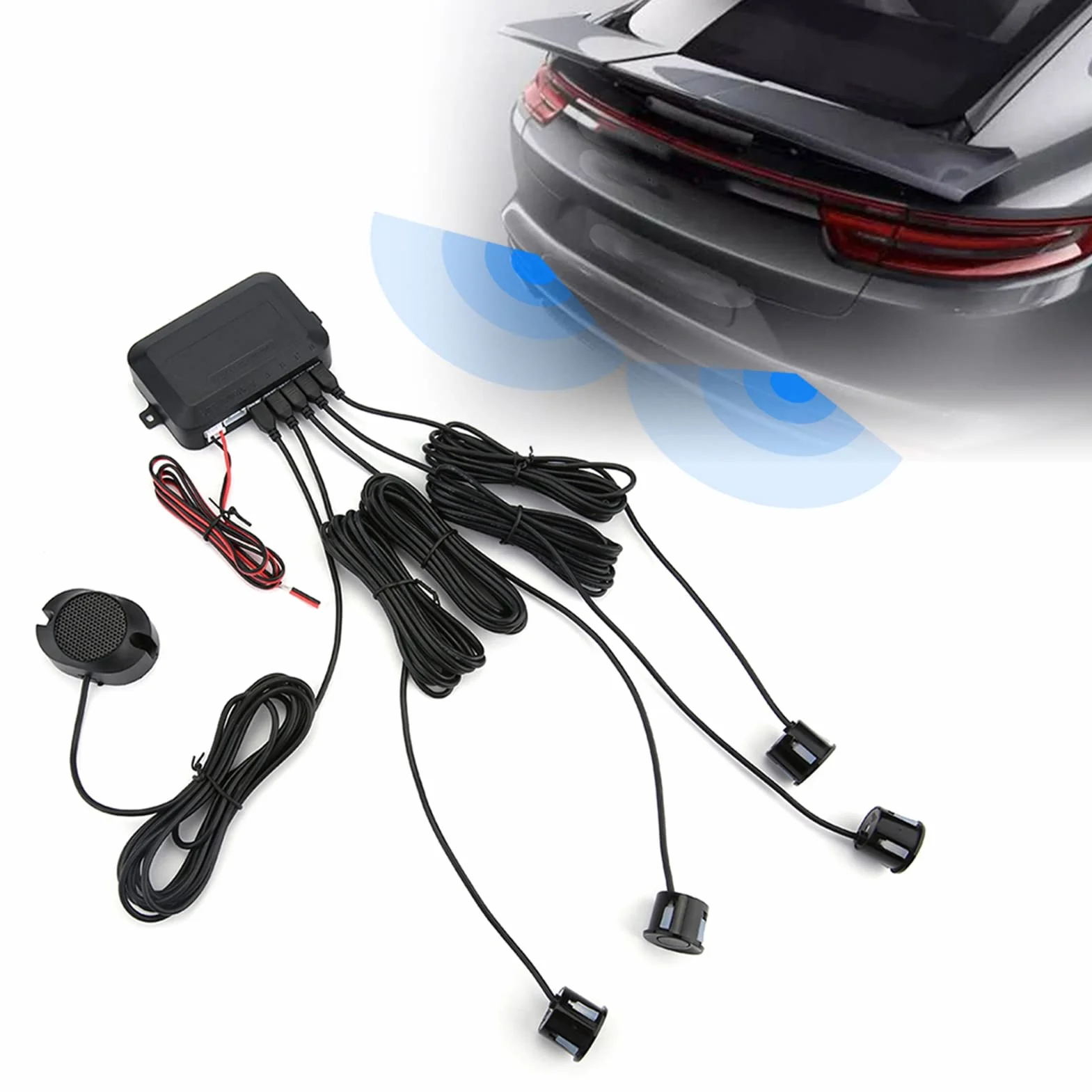 Indicador de Alerta Sonora Sensor estacionamiento automóvil Kit de Radar Marcha atrás Advertencia Indicador de Sonido de sonda 12V Assist Vehículos reversa Sensor de Asistencia