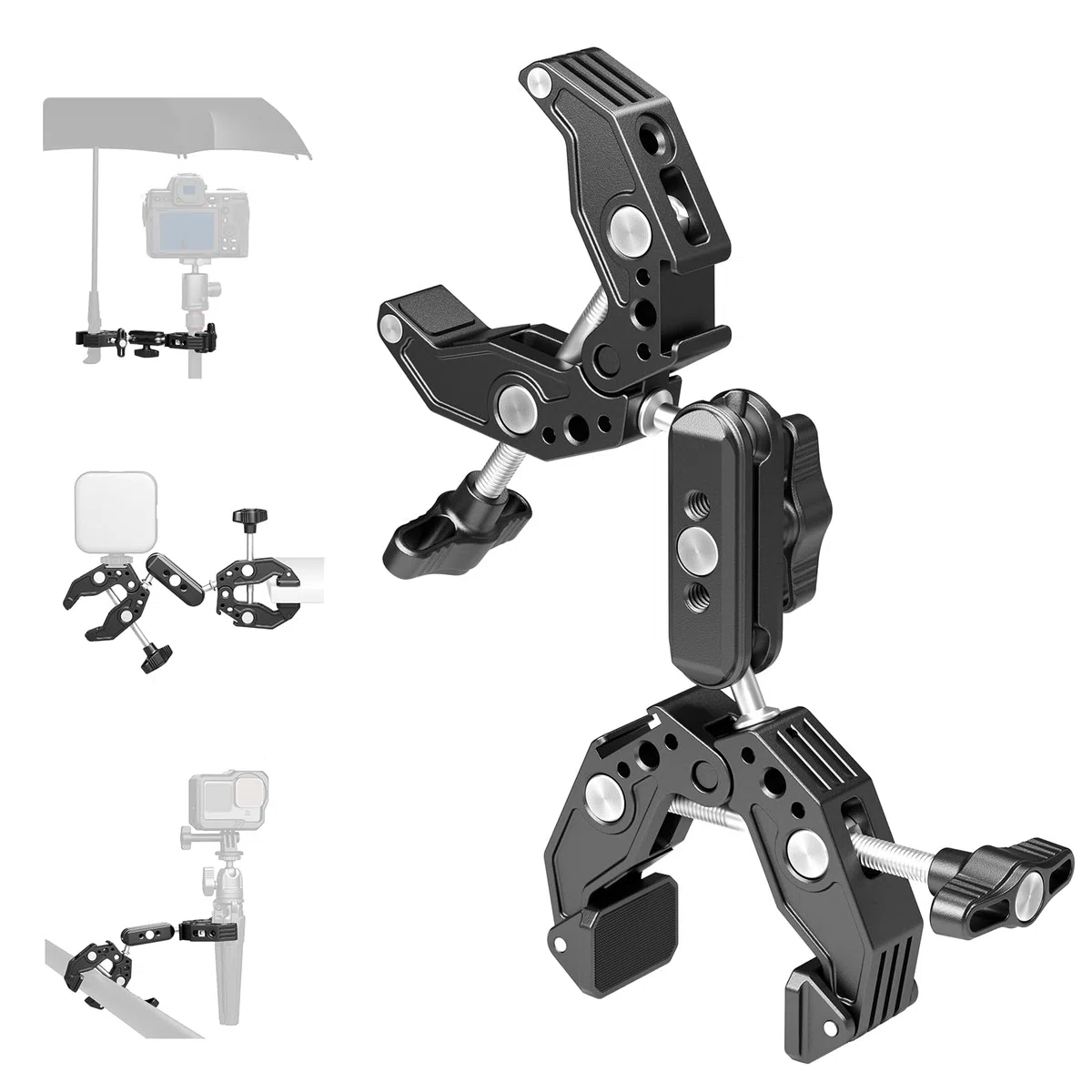 Neewer Soporte de cámara de Doble Abrazadera con Brazo mágico, Zapatos fríos para Escritorio, Estudio, Soporte de luz, Reflector de fotografía, Bandera, Barras transversales, Motocicleta, Paraguas,