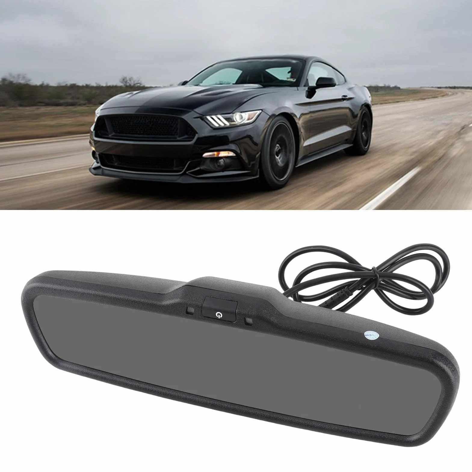 Monitor de Espejo Retrovisor para Vehículo, Pantalla de 4,3 Pulgadas, Atenuación Automática, Monitor de Espejo Retrovisor con Menú OSD, Soporte para Cámara de Marcha Atrás