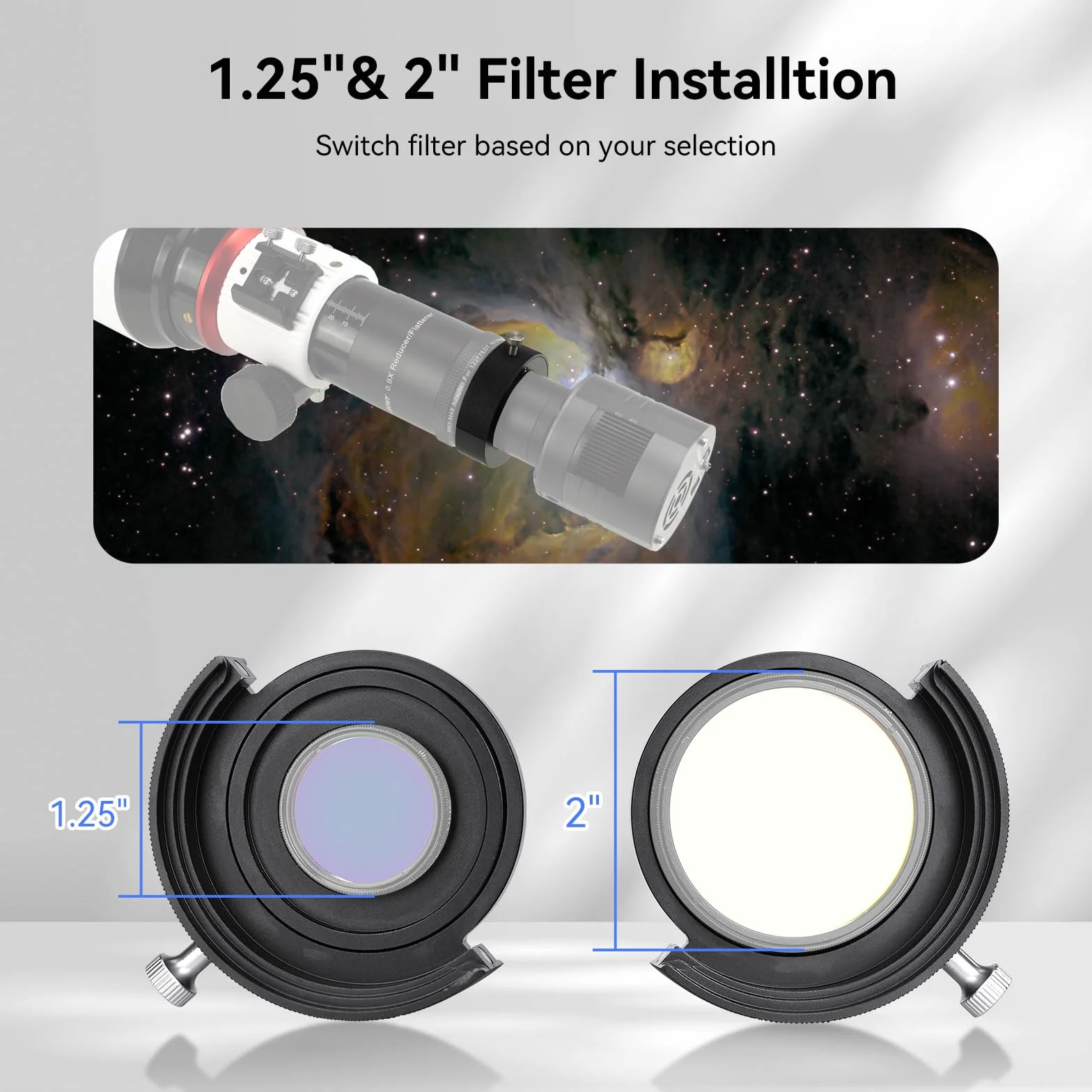 Svbony SV226 M42-M48 Telescopio Filtro Cajón, Rueda de Filtros Telescopio Diseño de Doble Imán Compatible con Filtro de 1,25" y 2", Telescópica Adaptador para Fotografía de Cielo Profundo (2 Piezas)
