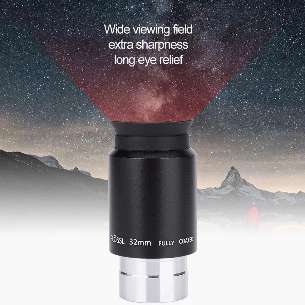 Astronomía Telescopio Lente Plossl Ocular Lente 32 mm con rosca de filtro de 1.25 ", 32 mm Ocular telescopio Plossl Multi-recubierto con interfaz 1.25"/31.7 mm, Vista de campo de 52 grados