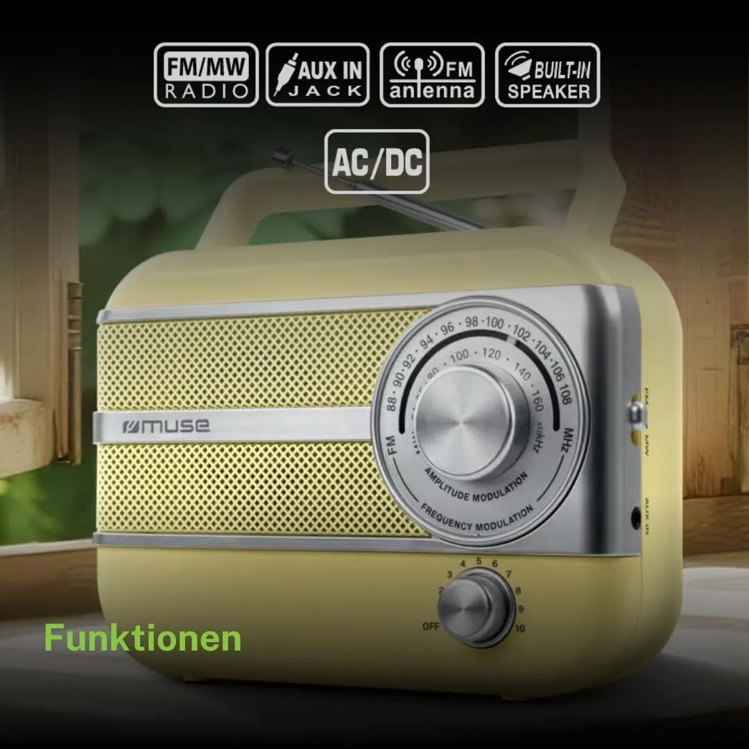Muse M-056 SC Amarillo - Radio Portátil Vintage