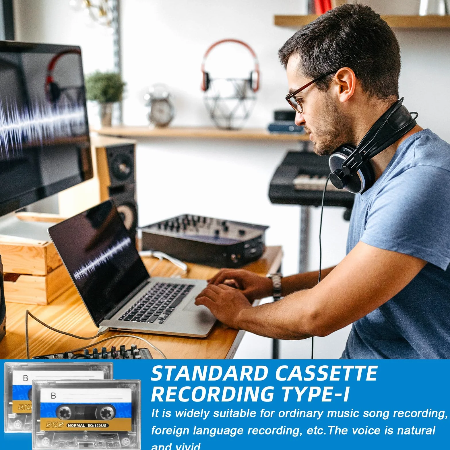 15 unidades de cassettes de audio: 90 min Audio Cassette Empty Cassette Tapes, cassette de audio vacíos para cintas de música, casetes de audio de bajo ruido para conferencias, seminarios, grabaciones