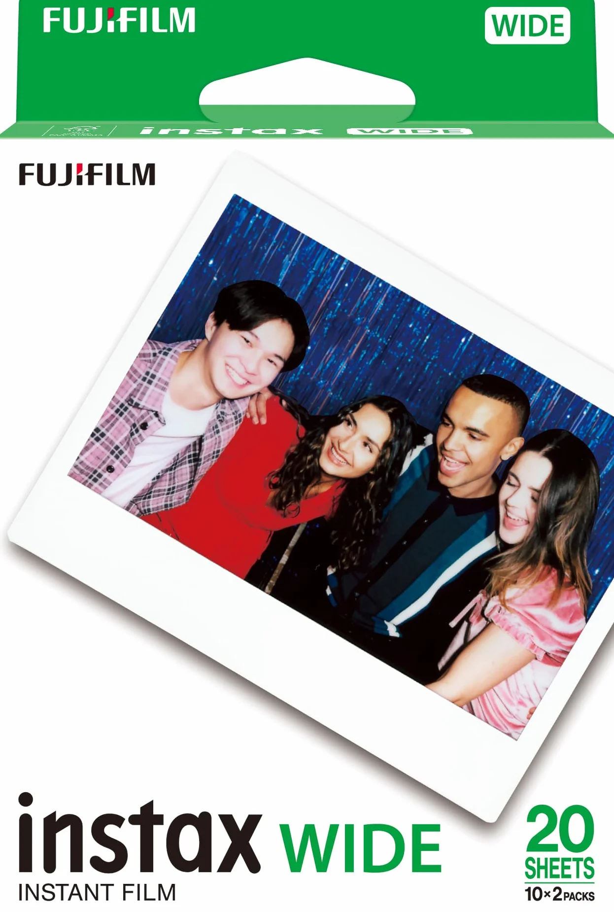 INSTAX Wide ISO 800 Película Instantánea con Borde Blanco, 2 Cargas de 10 Fotos, 20 Disparos