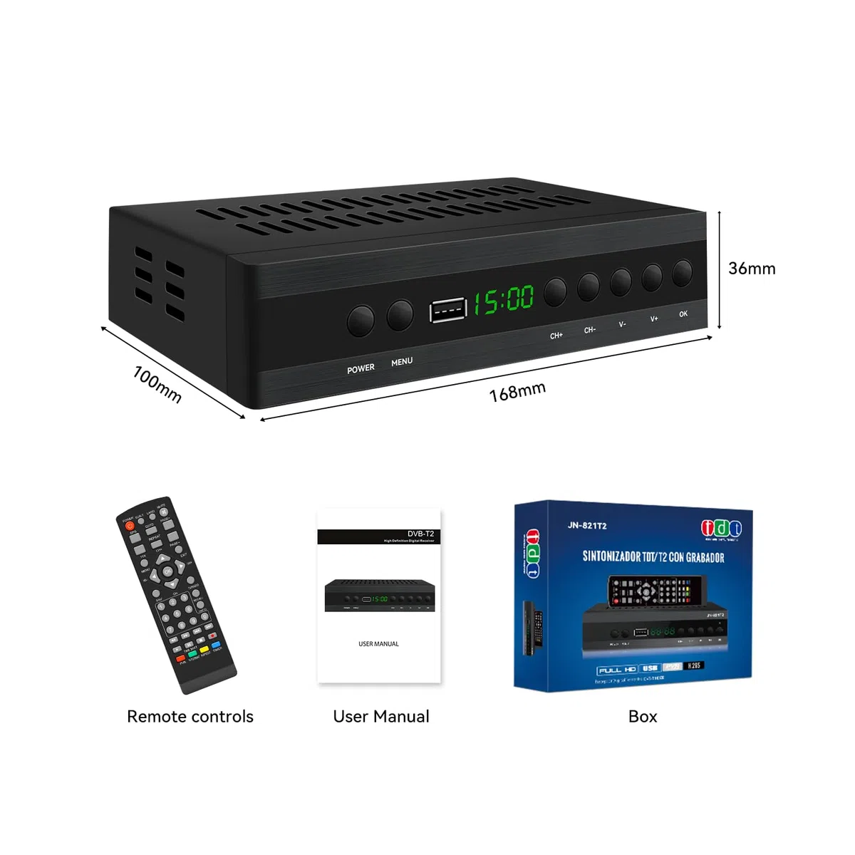 Decodificador TDT HD 2025 Alta Definición TDT HD 1080p Grabador USB, WiFi, Hdmi, Scart- Dvb-t T2 H.265 Hevc Full HD Pvr Sintonizador De Televisión Digital Terrestre TV Box TDT para TV Antigua