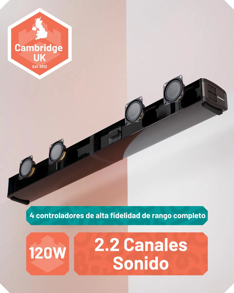Oakcastle SB80 Barra de Sonido 200W 2.1 Canales Bluetooth 5.3 HDMI ARC Óptica AUX USB Soundbar