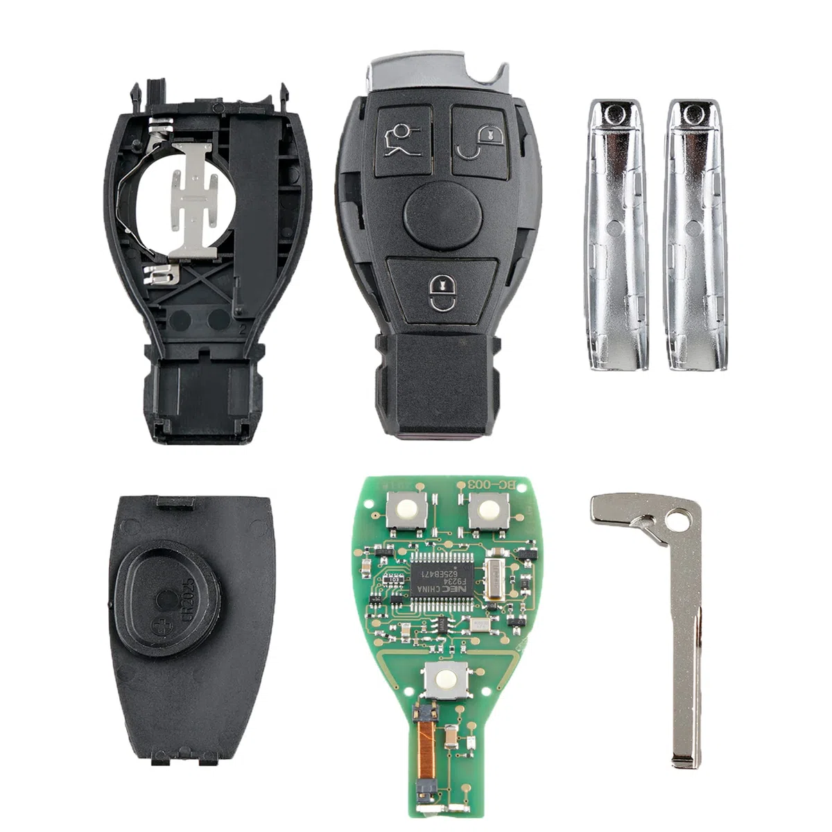 Heart Horse 3 botón Llave de Coche remota, Funda Llave Remoto para Mercedes, Remoto Carcasa Llave para B-en-z A B C E CLK SLK ML Class Mercedes W203 W210 W211 con 433Mhz BGA Chip NEC Blad
