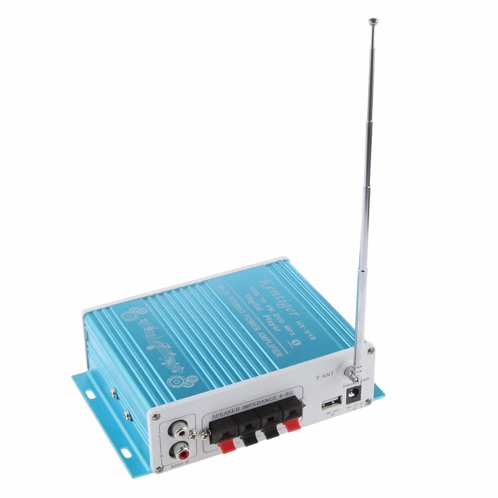 Mini Bluetooth estéreo de Alta fidelidad de Audio Amplificador AMP Bass Booster MP4 12V de la Ayuda FM / MP3 / TF/USB/DVD para Coche de la Motocicleta del Coche automático de CD DVD