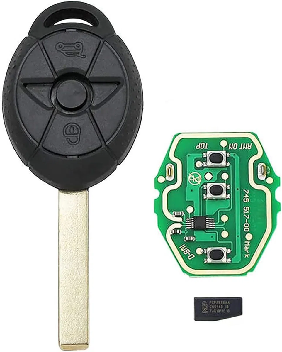 ProPlip - Llave completa con electrónica para programar, compatible con Mini Cooper s r50 r53 One d 433 MHz ID44 EWS Mando a distancia