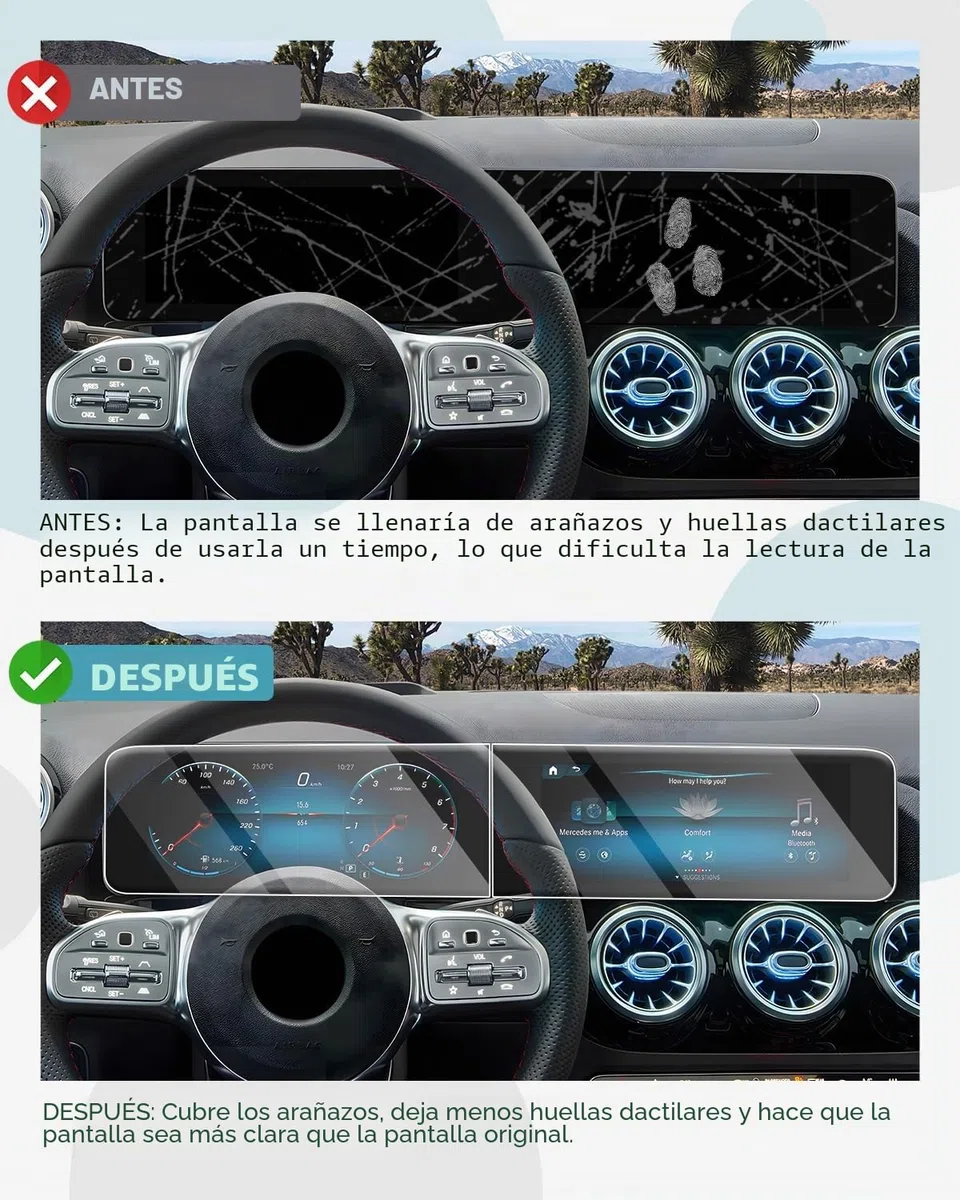 CDEFG Compatible con Mercedes Benz Clase A Clase B W177 W247 GLA GLB 2019-2025 Navegación Protector de Pantalla Vidrio Templado 10,25 pulgadas Resistente a los arañazos GPS 9H Protector de Pantalla