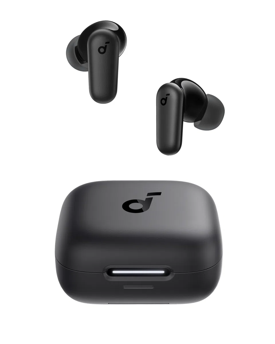 Soundcore P30i Auriculares Inalámbricos Bluetooth con Cancelación de Ruido de Anker, Cancelación de Ruido Potente e Inteligente, Graves Potentes, 45 Horas, Estuche 2 en 1 y Soporte para el Móvil, IP54