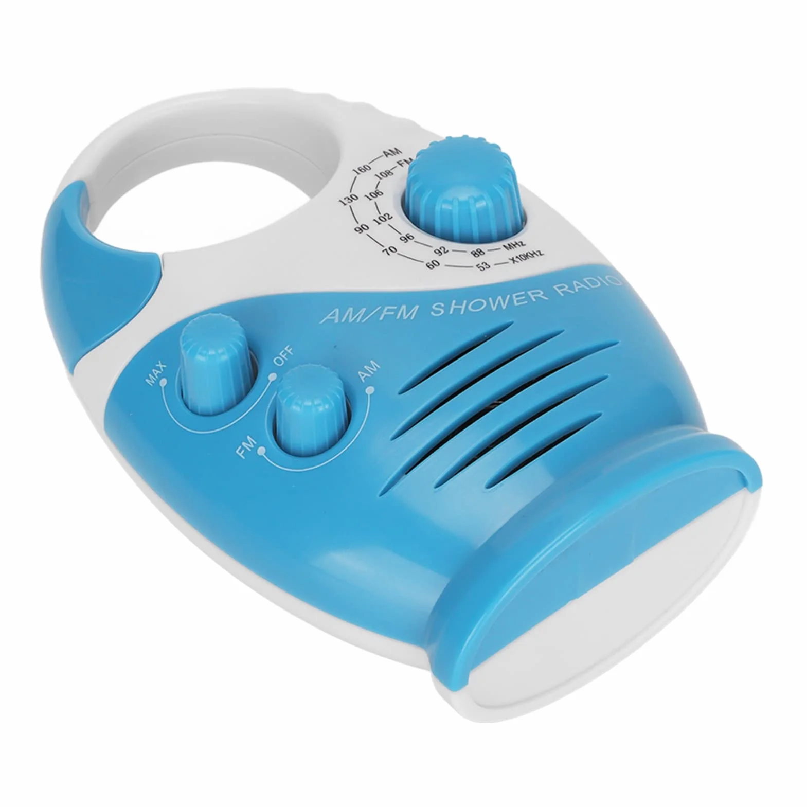 Radio Am FM Portátil, Radio de Ducha, Perilla de Sintonización, Radio Impermeable, con Diseño de Manija Superior, Parlantes Incorporados, Volumen Ajustable, para Cuartos de Ducha