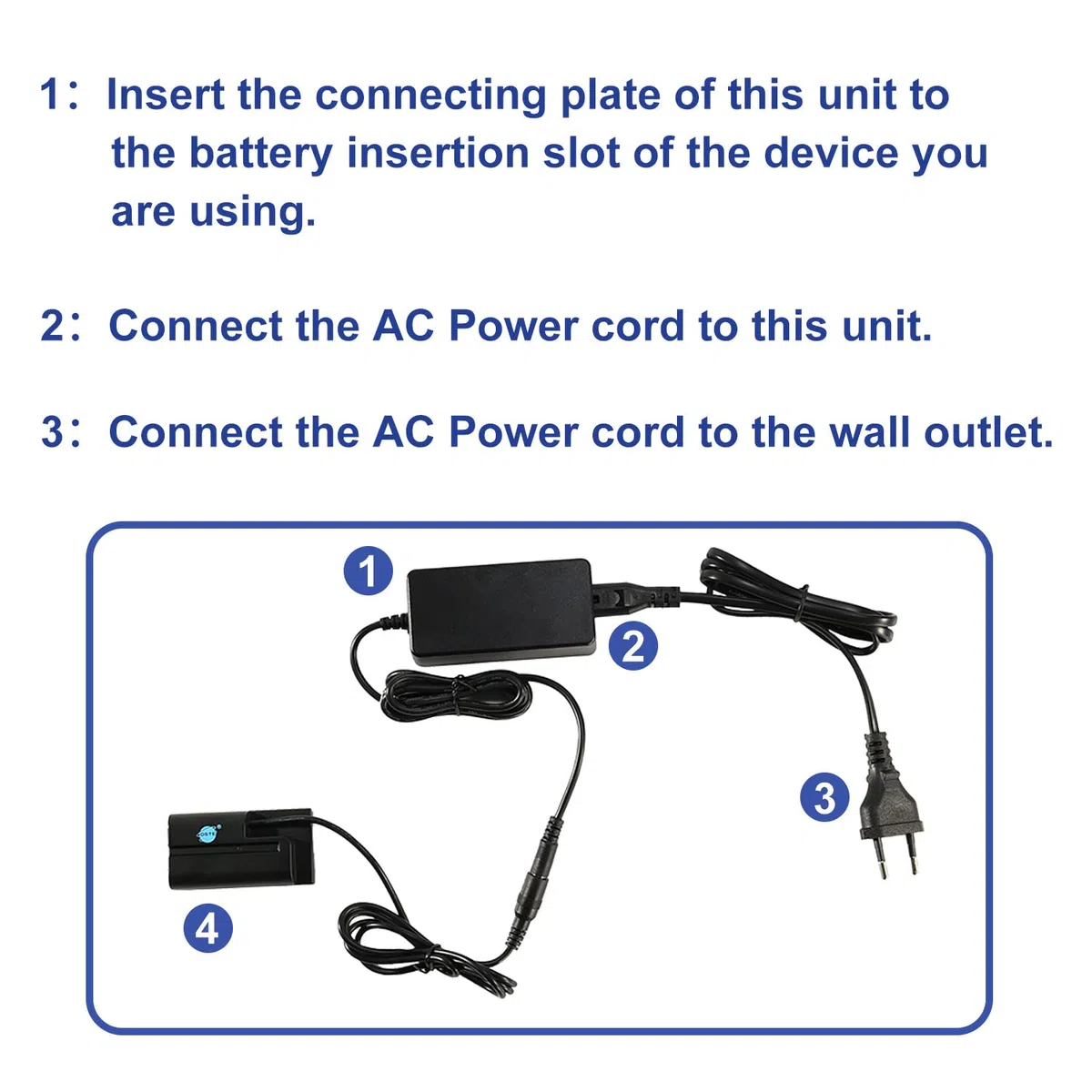 DSTE AC-F550 AC - Fuente de alimentación de CA DR-F550, Kit de batería ficticia Compatible con Sony NP-F550, NP-F330, NP-F530, NP-F570, CCD-RV100, CCD-RV200