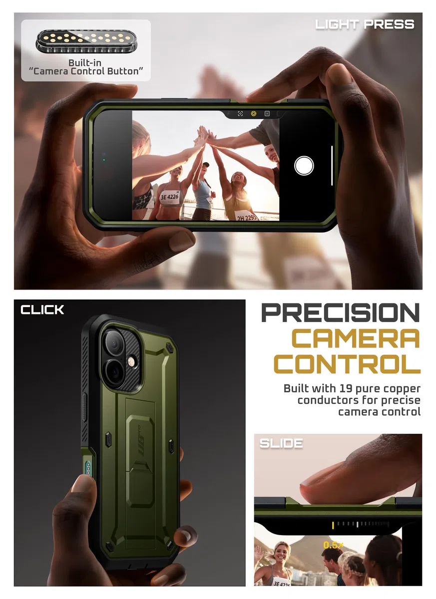 SUPCASE Funda para iPhone 17 6.3 Inch con Botón de Control de Cámara [UB Pro] Carcasa con Protector de Pantalla [Protección de Grado Militar],Verde