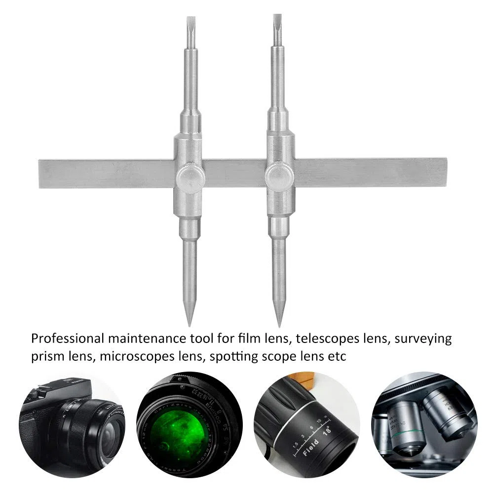 Juego de herramientas para abrir lentes, desmontable para lentes de 10-130 mm, llave de reparación de lentes de cámara de doble punta de acero inoxidable, llave de mantenimiento, sólida, duradera y re