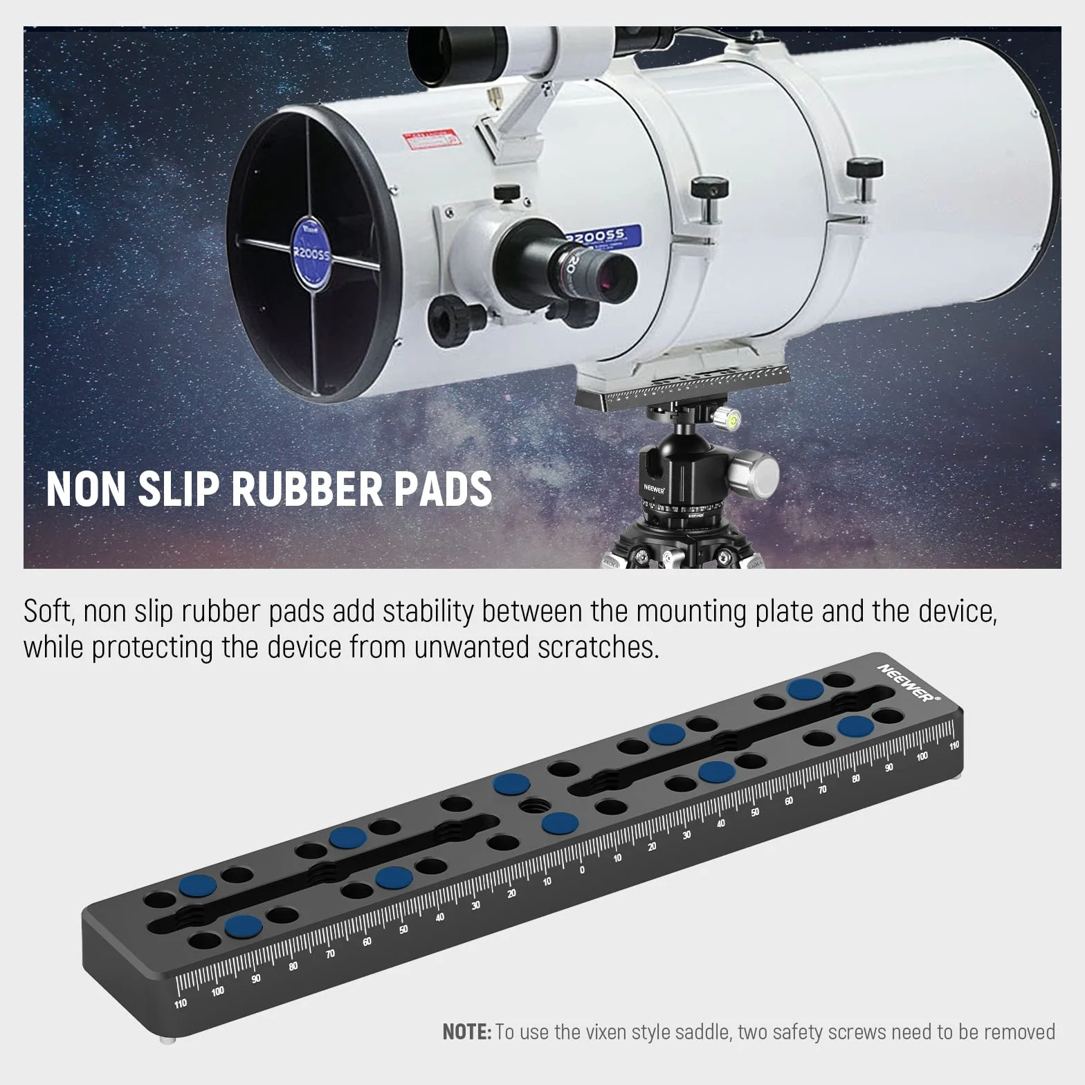 NEEWER 9"/230mm Barra de Riel de Placa de Cola de Milano, Placas de Montaje de Metal con M6 1/4" 3/8" Tornillo para Adaptador de Montura de Telescopio OTA Trípode Ecuatorial de Astrofotografía, QR003