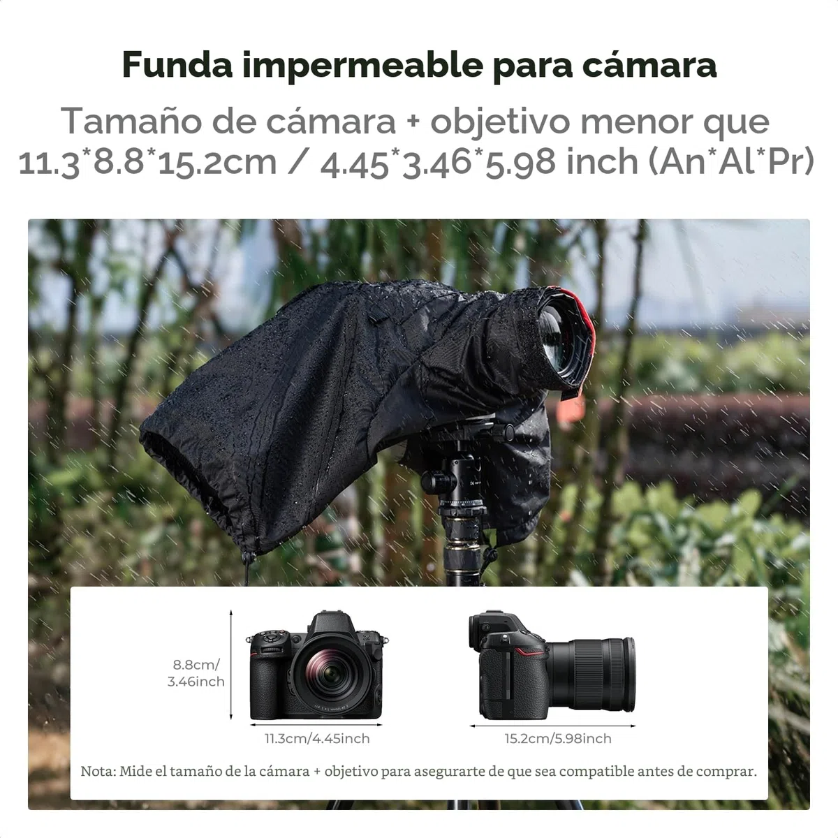 K&F CONCEPT Funda Impermeable para cámara Funda Impermeable para cámara Canon, Nikon, Sony y Otras cámaras Digitales DSLR, para fotografía al Aire Libre