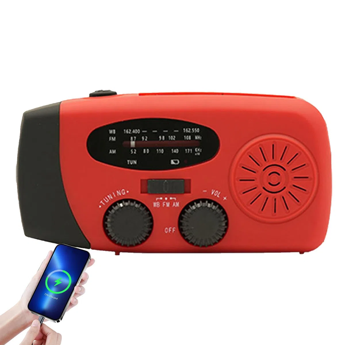 Radio de manivela,Radio Solar, Radio de Alerta portátil, Linterna Am/FM Radio portátil USB Solar manivela Carga para Interior al Aire Libre