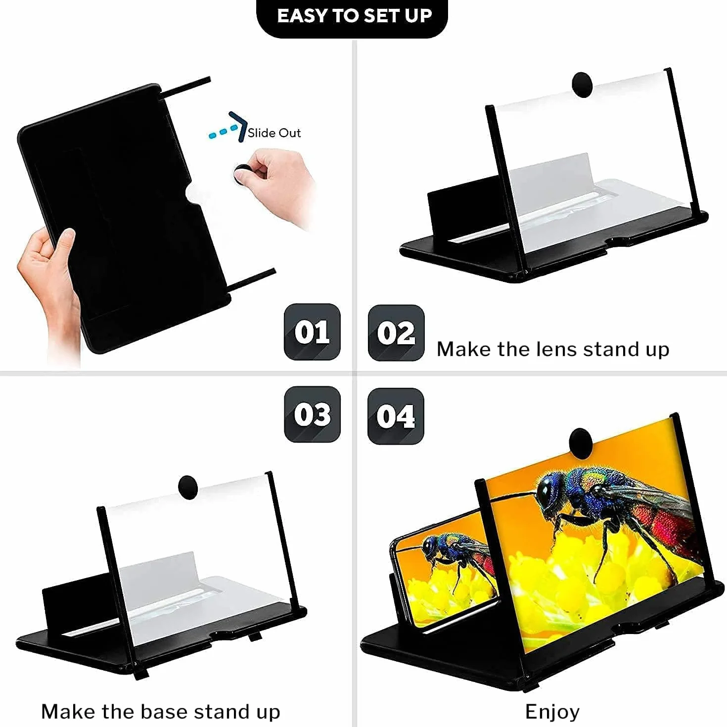 Ampliador de Pantalla movil, 18 Pulgadas HD Lupa para telefono movil, para Todos los Smartphones, antiluz Azul, Lupa de Pantalla 3D para Ver vídeos de películas