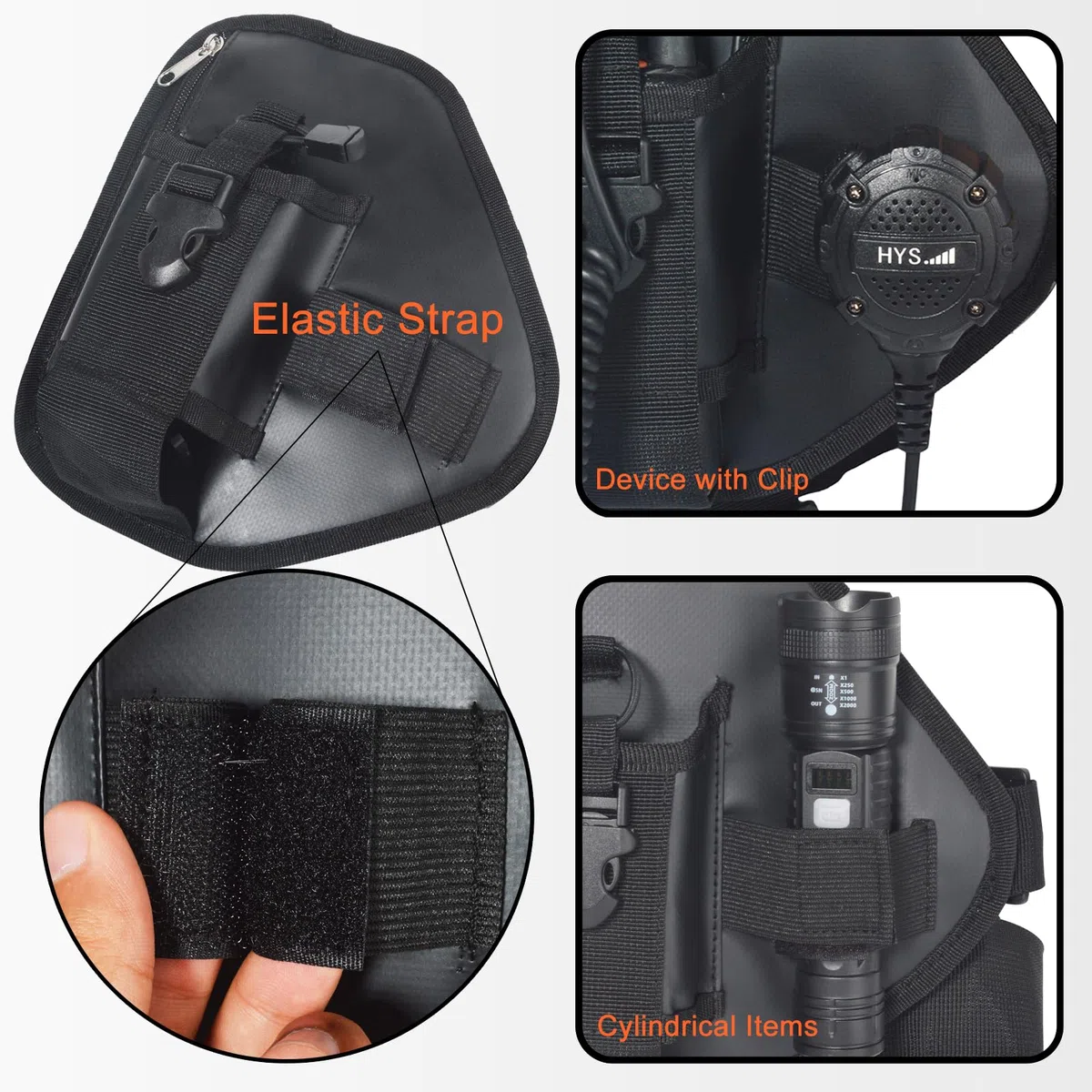 Funda Torácico para Radiotransmisor, Bolsa Multifuncional con Correa Ajustable de Nylon, Compatible con Baofeng Motorola Kenwood Midland Radio (Negro)