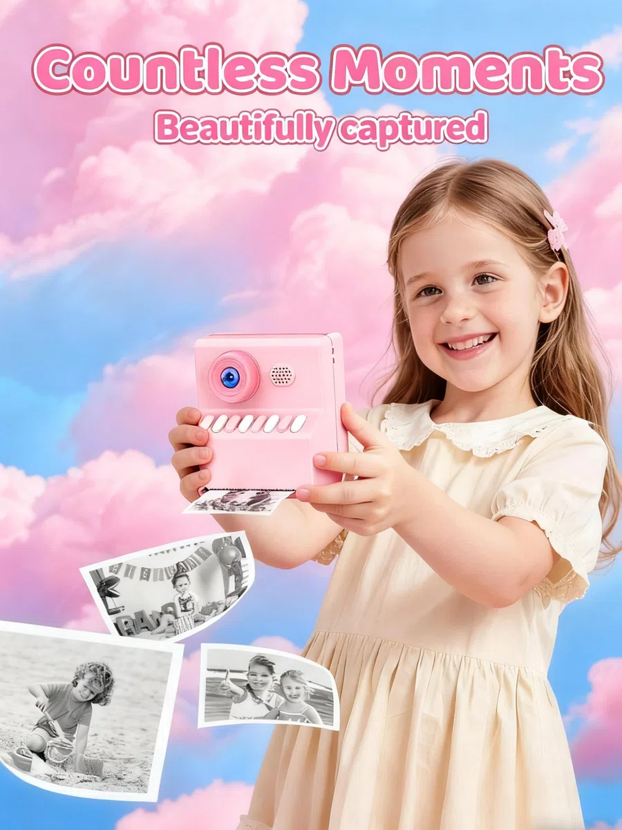 Camara de Fotos Instantaneas Niños: HODDRCCN 40MP Camara Fotos Infantil Instantanea Rosa - Incluye Tarjeta de 32G y Correa Portátil - Juguete Regalo Navideño de Cumpleaños para Niñas de 3 a 14 Años