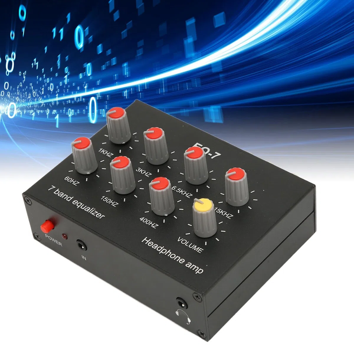 7 bandas Secualizador de sonido, ecualizador de audio automático de 7 bandas, salida 12dB Ajuste de graves alto ecualizador digital de dos canales, subwoofer