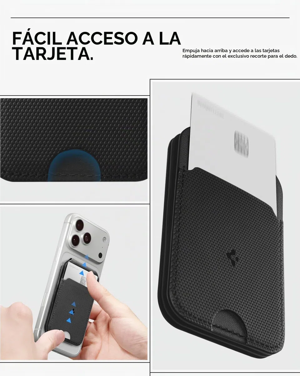 Spigen Cartera Magnética Slim Fold MagFit con Soporte para Tarjetas y Trípode [3 Tarjetas] Compatible con iPhone 17 17e 16 15 14 13 12 Pro MAX Air y Pixel 10 Series Compatible con MagSafe y Pixelsnap