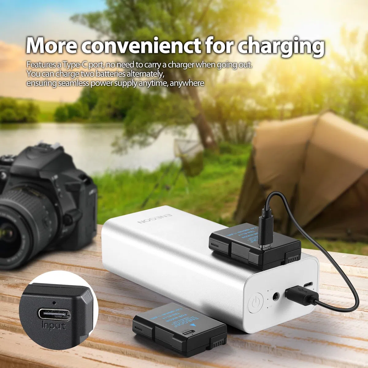 ENEGON EN-EL14 USB-C - Batería de Repuesto (1600 mAh, 2 Unidades) para Nikon EN-EL14/EN-EL14a, Compatible con Nikon D5300, D5600, D5100, D5200, D3100, D3200, D3300, D3400, D3500